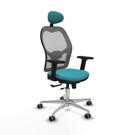 PIQUERAS Y CRESPO Silla de oficina Jorquera con mecanismo Sincro/Traslack, Turquesa y Gris