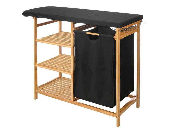 Kipit Planchero de Bambú con Cajones Negro 89x125x34 cm