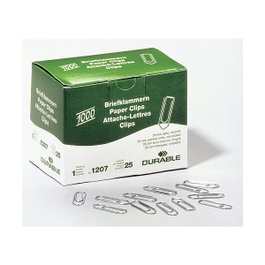 Durable Clips para papel 26 mm zincados, 1000 unidades