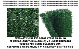 Bambú Seto Artificial PVC Hoja Ancha Pino Verde 2 x 3m MZ8003