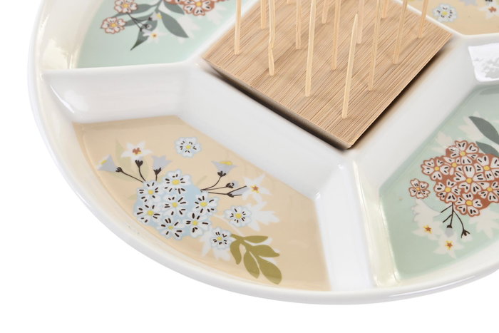 DKD Home Decor Bandeja para Aperitivos Gres y Bambú Verde 23,5x23,5x3 cm DKD Home Decor Bandeja para Aperitivos Gres y Bambú Verde 23,5x23,5x3 cm