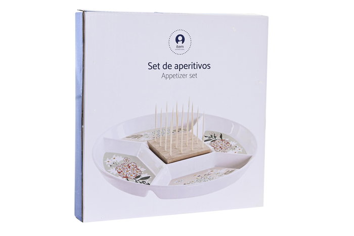 DKD Home Decor Bandeja para Aperitivos Gres y Bambú Verde 23,5x23,5x3 cm DKD Home Decor Bandeja para Aperitivos Gres y Bambú Verde 23,5x23,5x3 cm
