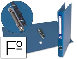 Liderpapel Carpeta 2 Anillas 25mm Folio Forrado Papercoat con Ollao y Tarjetero Color Azul