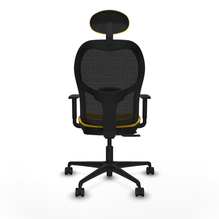 PIQUERAS Y CRESPO Silla de oficina Jorquera con mecanismo Sincro/Traslack, Tela Amarilla y Malla Negra PIQUERAS Y CRESPO Silla de oficina Jorquera con mecanismo Sincro/Traslack, Tela Amarilla y Malla Negra