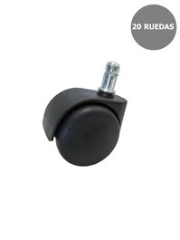 PIQUERAS Y CRESPO Kit de 20 ruedas de nailon de 50 mm, perno 11 mm, negro