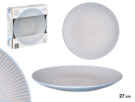 Vessia Plato Llano 27 cm Grabado Azul Cerámica (Set de 12)