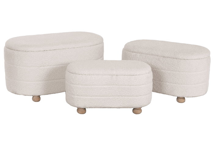 DKD Home Decor Set de 3 piezas con almacenaje interior Crudo y Marrón