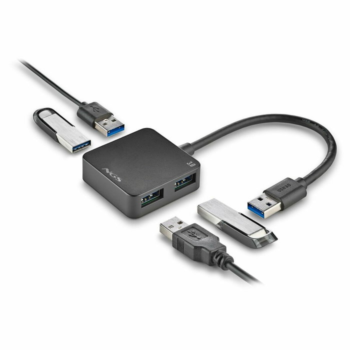 NGS IHUB 3.0 TINY Hub USB 3.0 de 4 puertos, Negro