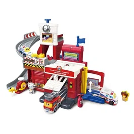 Vtech Estación de bomberos con torre de rescate TUT TUT Bolides, juguete interactivo a partir de 18 meses, 22 piezas, rojo, AAAMY83324