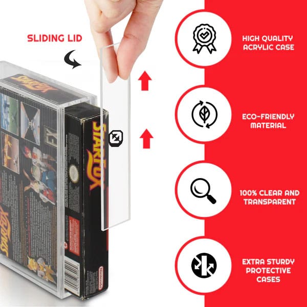 Evoretro Pack de 2 Cajas de Acrílico Protector para SNES/N64 Games