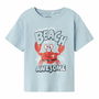 Camiseta de Manga Corta Infantil Name It Nmmvagno Loose Azul cielo