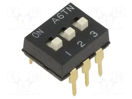 Aratas (Formerly Omron Components) DIP-SWITCH de 3 secciones, ON-OFF, THT
