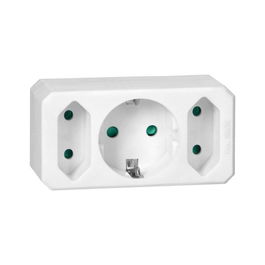 ORNO OR-AE-13250(GS) Alargadera de Pared con 1 Toma SCHUKO y 2 Tomas Europeas para Conexión Múltiple