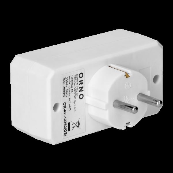 ORNO OR-AE-13250(GS) Alargadera de Pared con 1 Toma SCHUKO y 2 Tomas Europeas para Conexión Múltiple