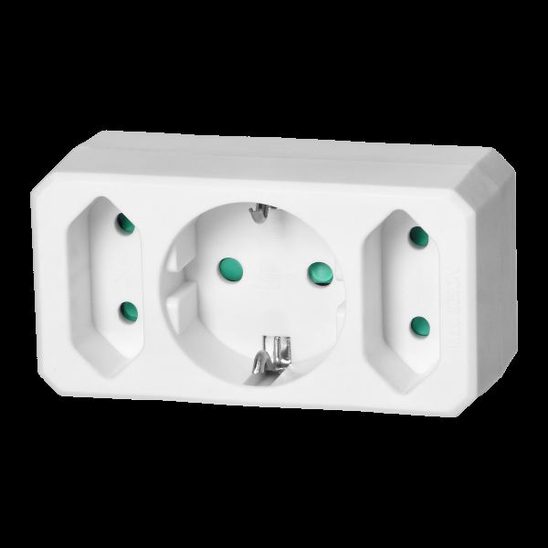 ORNO OR-AE-13250(GS) Alargadera de Pared con 1 Toma SCHUKO y 2 Tomas Europeas para Conexión Múltiple