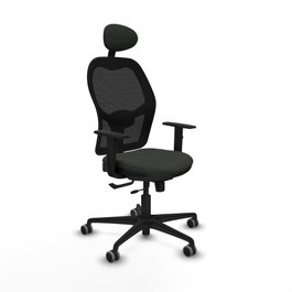 PIQUERAS Y CRESPO Silla de oficina Jorquera con mecanismo Sincro/Traslack, Tela Negra