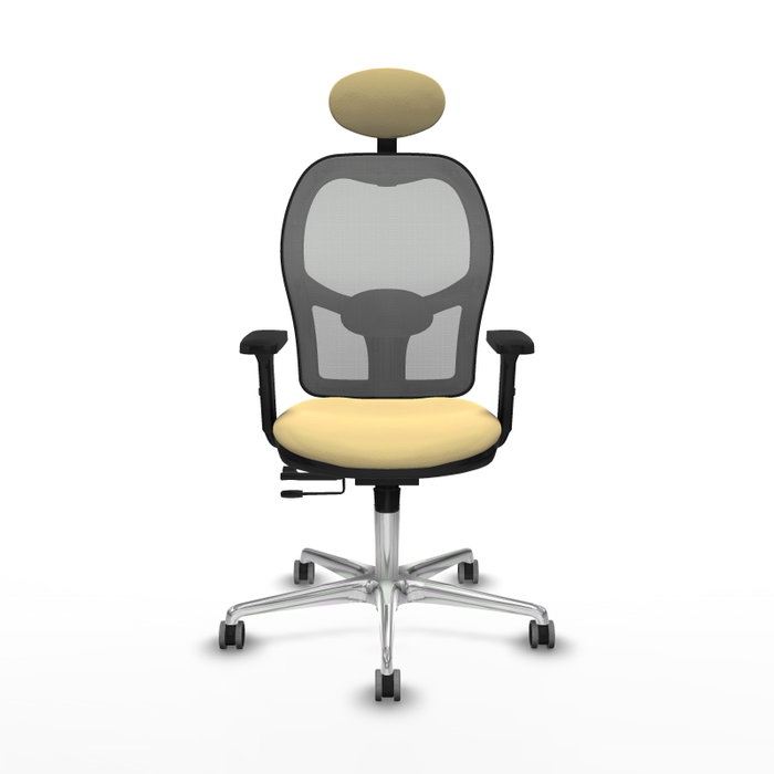 PIQUERAS Y CRESPO Silla de oficina Jorquera con mecanismo Sincro/Traslack, Crema y Gris