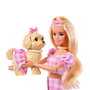 Barbie JFP36 Twinning Looks Muñeca Rubia con Perro y Conjunto Vichy Rosa