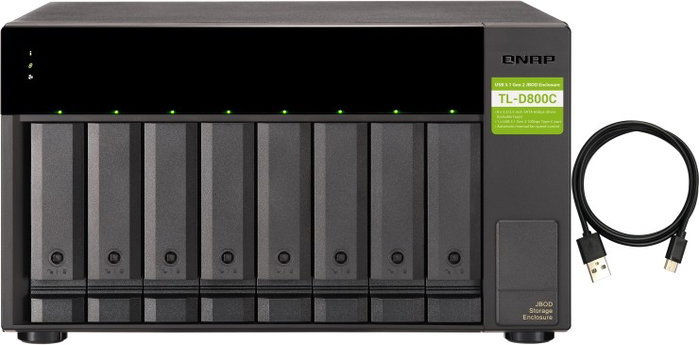 QNAP TL-D800C Carcasa de expansión JBOD de 8 bahías para 2,5/3,5 pulg con USB-C QNAP TL-D800C Carcasa de expansión JBOD de 8 bahías para 2,5/3,5 pulg con USB-C