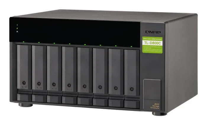 QNAP TL-D800C Carcasa Externa para Discos Duros/SSD, 8 Bahías 3.5/2.5", USB 3.2 Gen 2 Tipo-C, Expansión JBOD para NAS