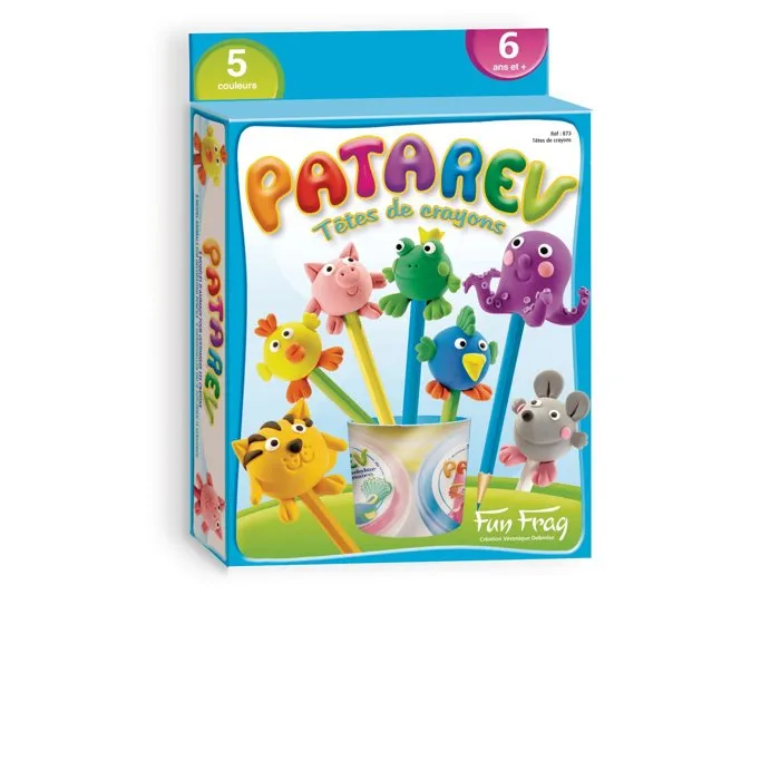 Sentosphere Patarev SEN3373910008730 - Plastilina con Puntas de Lápiz, 5 Botes de Colores y 8 Cabezas de Animales para Modelar, Edad 6+ Años