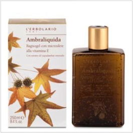 L'Erbolario Ambraliquida Gel De Baño con Microesferas de Vitamina E y Extracto de Liquidambar Orientalis, Limpiador Perfumado 250ml