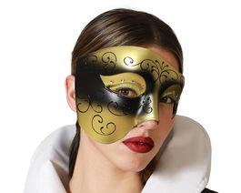 Antifaz Venecia Dorado Negro Mujer Adulto Carnaval Fiesta Temática