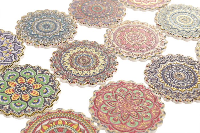 DKD Home Decor Posavasos Mandala Surtido 12 Unidades