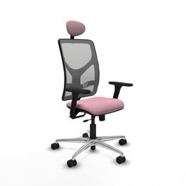 PIQUERAS Y CRESPO Silla de oficina Motilla con mecanismo Sincro/Traslack, Rosa y Gris