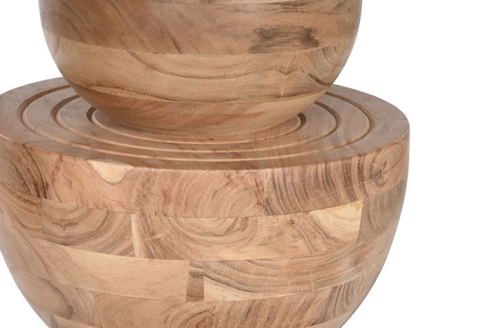 DKD Home Decor Mesa Redonda Comedor Moderno Natural Acacia 115 x 76 cm