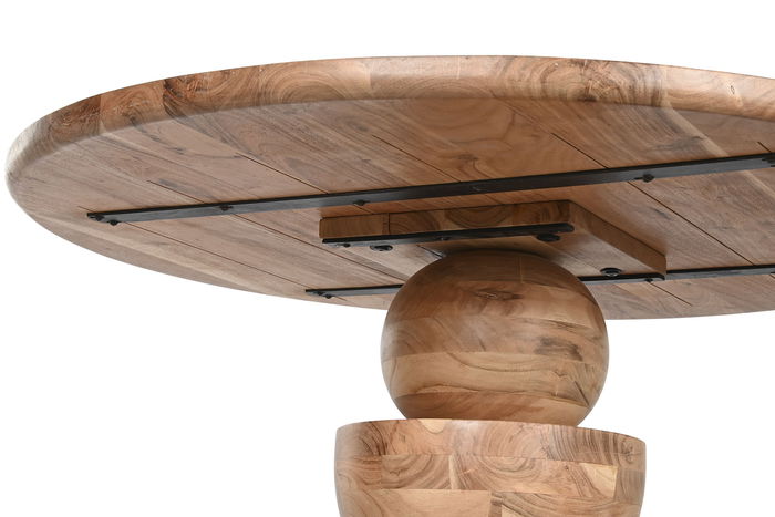 DKD Home Decor Mesa Redonda Comedor Moderno Natural Acacia 115 x 76 cm