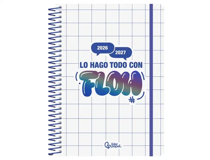 Liderpapel Agenda Escolar 2026-2027 Fantasy E - Día Página A5+ Espiral, Interior Bilingüe (Español/Inglés) con Gomilla, Papel FSC 80g, Incluye Pegatinas