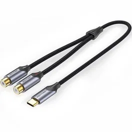 Vention Cable USB-C macho a 2 RCA hembra 50cm gris con chip de audio Jieli 1279A, BGVHD