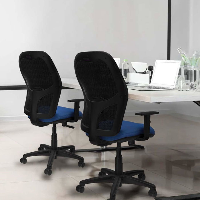 PIQUERAS Y CRESPO Silla de oficina Alocén, Mecanismo Sincro, Azul/Negro