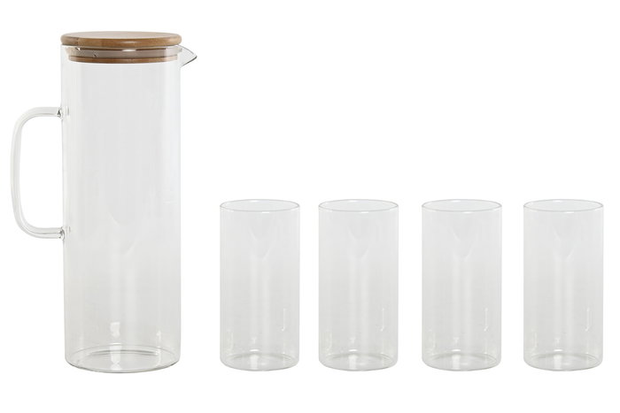 DKD Home Decor Vaso Transparente Borosilicato Bambú Set de 5 piezas 210ml 8 x 9.6 x 8 cm DKD Home Decor Vaso Transparente Borosilicato Bambú Set de 5 piezas 210ml 8 x 9.6 x 8 cm