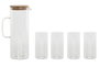 DKD Home Decor Vaso Transparente Borosilicato Bambú Set de 5 piezas 210ml 8 x 9.6 x 8 cm