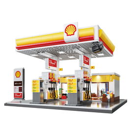 Deqube Gasolinera Shell 1309 Pzas. Set de Construcción Oficial con Tienda Detallada y Accesorios para +8 Años