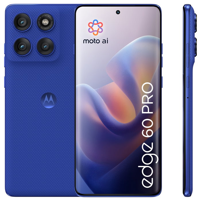 Motorola Edge 60 Pro Smartphone, 12 GB RAM, 512 GB, Pantalla P-OLED 6.67" Curva 120 Hz, Cámara Triple 50 MP + 50 MP + 10 MP, Batería 6000 mAh, 5G, Android 15, Color Azul Dazzling