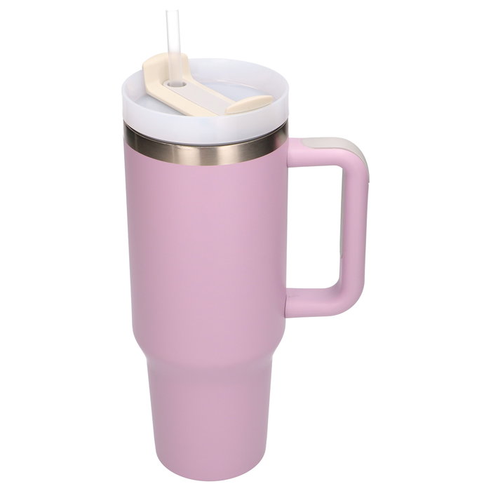 Extralink Black Forest Vaso Térmico de 1200 ml con Asa y Pajita, Rosa em polvo