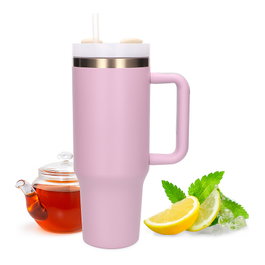 Extralink Black Forest Vaso Térmico de 1200 ml con Asa y Pajita, Rosa em polvo