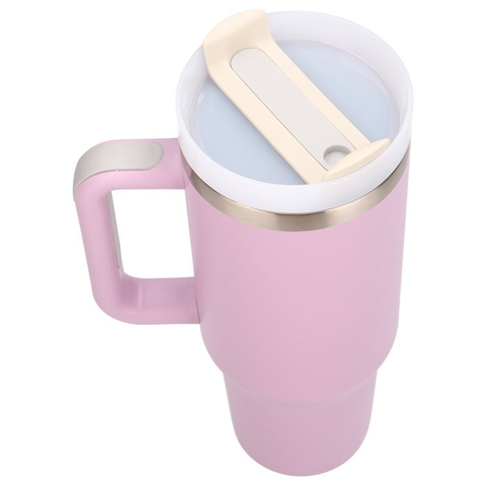 Extralink Black Forest Vaso Térmico de 1200 ml con Asa y Pajita, Rosa em polvo