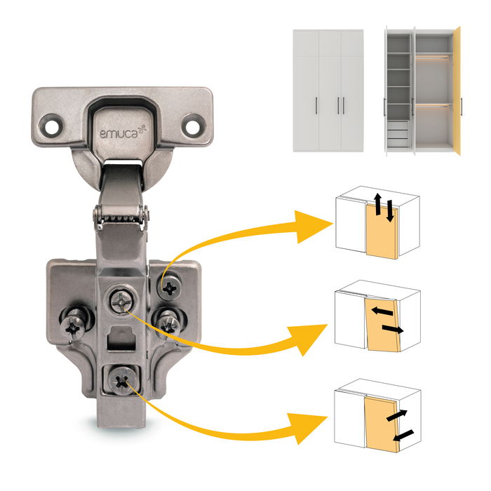 Emuca Lote de 20 bisagras codo X91 con cierre suave y suplementos Euro, Altura 0, Niquelado, Titanio Emuca Lote de 20 bisagras codo X91 con cierre suave y suplementos Euro, Altura 0, Niquelado, Titanio