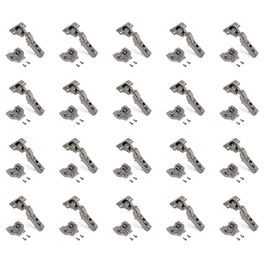 Emuca Lote de 20 bisagras codo X91 con cierre suave y suplementos Euro, Altura 0, Niquelado, Titanio