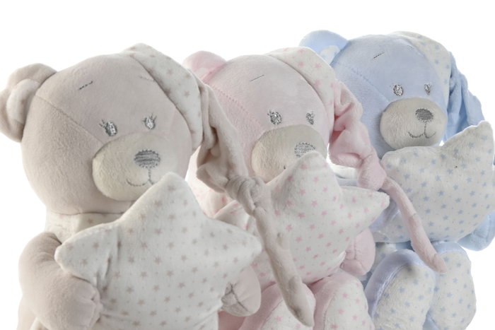 DKD Home Decor Peluche Manta Bebé Rosa, Azul, Beige Poliéster 100 x 1 x 80 cm Set 2 Piezas
