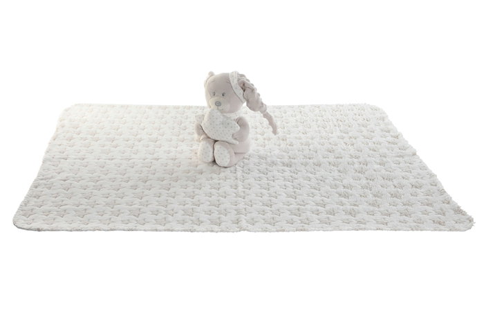 DKD Home Decor Peluche Manta Bebé Rosa, Azul, Beige Poliéster 100 x 1 x 80 cm Set 2 Piezas