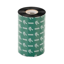 Zebra 5095 Resina - Cinta de Impresión 110mm x 450m, Negro, 6 Rollos con Núcleo de 25mm, Compatible con Zebra