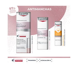 Eucerin Anti-Pigment Dual Sérum Estuche 3 Piezas, Sérum 30 ml + Gel Limpiador 20 ml + Protector Solar SPF50+ 7 ml