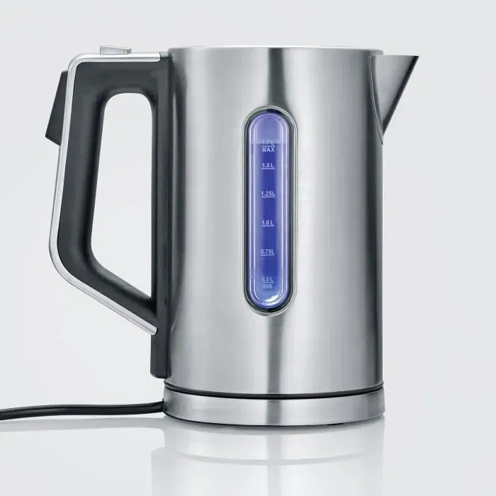 Severin WK3418 Hervidor de Agua 1.7 L con Temperatura Ajustable hasta 100 °C, Pantalla LCD, Acero Inoxidable