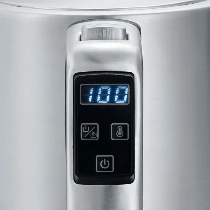 Severin WK3418 Hervidor de Agua 1.7 L con Temperatura Ajustable hasta 100 °C, Pantalla LCD, Acero Inoxidable