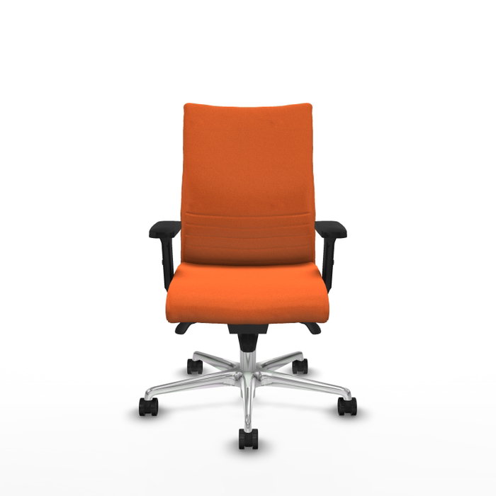 PIQUERAS Y CRESPO Silla Albacete confidente con mecanismo Sincro, Tela Naranja, Base Aluminio, Brazos 2D